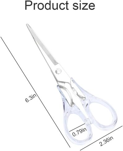 Gold Scissors, Stainless Steel Blade with Acrylic Handle, All Purpose Scissor for Office, School, Home, Fabric Shears, Tijeras (6.3" Silver) in Saudi Arabia