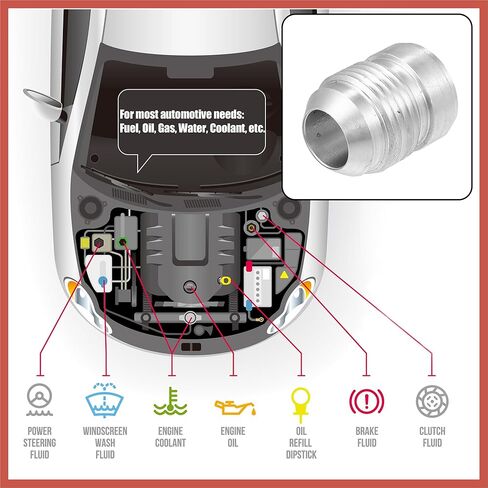 ACROPIX Car Auto 10AN ذكر لحام على تركيب خرطوم بونغ محول زيت الوقود سبائك الألومنيوم الفضة لهجة حزمة من 10 قطع غيار السيارات in Kuwait
