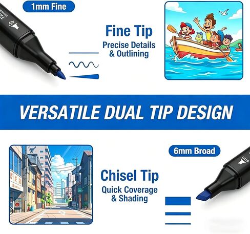 120 Alcohol Markers, Dual Tip Art Supplies for Drawing, Sketching, and Anime Artists, 1-Second Quick Dry Anti-Smudge, Chisel Fine Tips, with Storage Case, Perfect for Adult Stress Relief and Gift in Saudi Arabia