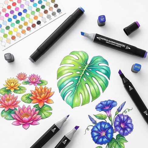 120 Alcohol Markers, Dual Tip Art Supplies for Drawing, Sketching, and Anime Artists, 1-Second Quick Dry Anti-Smudge, Chisel Fine Tips, with Storage Case, Perfect for Adult Stress Relief and Gift in Saudi Arabia