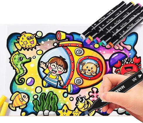 120 Alcohol Markers, Dual Tip Art Supplies for Drawing, Sketching, and Anime Artists, 1-Second Quick Dry Anti-Smudge, Chisel Fine Tips, with Storage Case, Perfect for Adult Stress Relief and Gift in Saudi Arabia