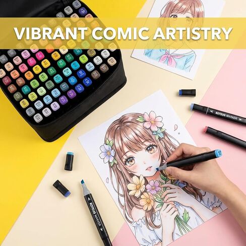 120 Alcohol Markers, Dual Tip Art Supplies for Drawing, Sketching, and Anime Artists, 1-Second Quick Dry Anti-Smudge, Chisel Fine Tips, with Storage Case, Perfect for Adult Stress Relief and Gift in Saudi Arabia