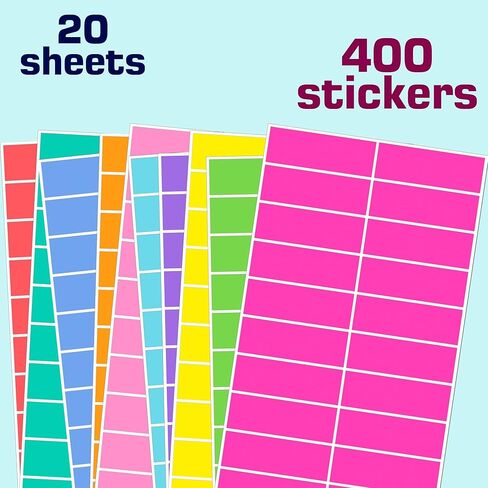 400 Pcs Colored Label Sticker in 10 Colors,3 x 1 Inch Write Color- Coding Labels File Folder Label Self-Adhesive for File Folders,Box Moving,Garage Sale,Price Tags,Study and Work in Saudi Arabia