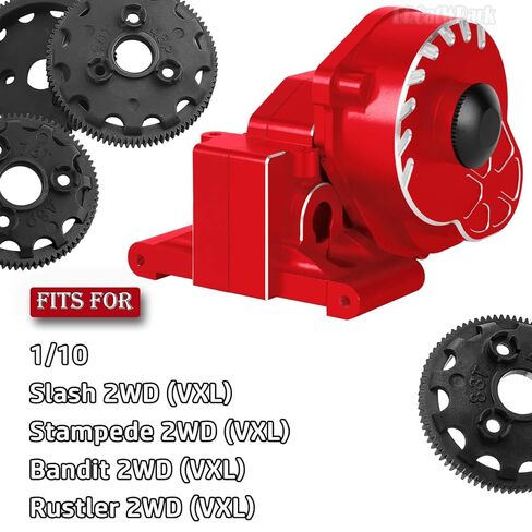 جزء ترقيات RC لـ 1/10 Slash/Rustler/Stampede/Bandit 2WD (VXL) Drag Slash/Bigfoot، علبة تروس ناقل الحركة و48P Gear & Slipper Clutch Kit لوحة ضغط وتفاضلية كاملة، أحمر in Kuwait