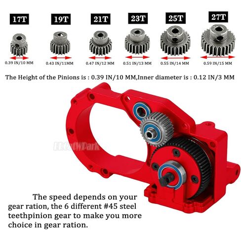جزء ترقيات RC لـ 1/10 Slash/Rustler/Stampede/Bandit 2WD (VXL) Drag Slash/Bigfoot، علبة تروس ناقل الحركة و48P Gear & Slipper Clutch Kit لوحة ضغط وتفاضلية كاملة، أحمر in Kuwait