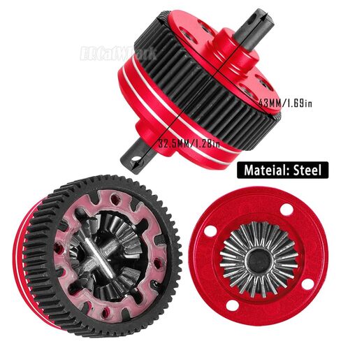 جزء ترقيات RC لـ 1/10 Slash/Rustler/Stampede/Bandit 2WD (VXL) Drag Slash/Bigfoot، علبة تروس ناقل الحركة و48P Gear & Slipper Clutch Kit لوحة ضغط وتفاضلية كاملة، أحمر in Kuwait