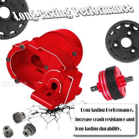 جزء ترقيات RC لـ 1/10 Slash/Rustler/Stampede/Bandit 2WD (VXL) Drag Slash/Bigfoot، علبة تروس ناقل الحركة و48P Gear & Slipper Clutch Kit لوحة ضغط وتفاضلية كاملة، أحمر in Kuwait