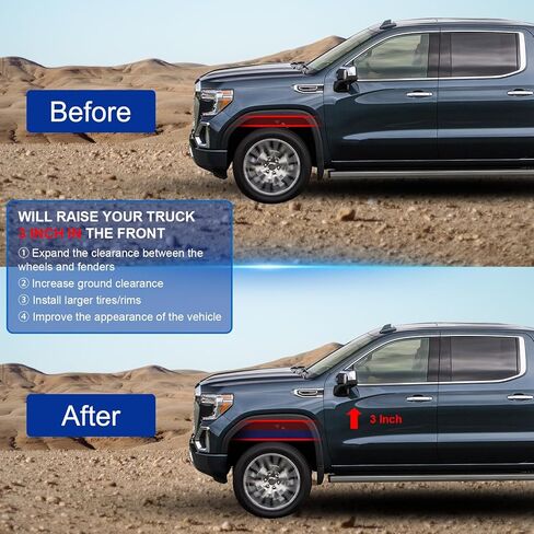 مجموعة رفع التسوية 3 بوصة متوافقة مع دودج لرام 2500 3500 4WD 1994-2013، لرام 1500 4WD 1994-2001، لرام 1500 ميجا كاب 4WD 2003-2008، ترفع مقدمة السيارة بمقدار 3 بوصات in Kuwait