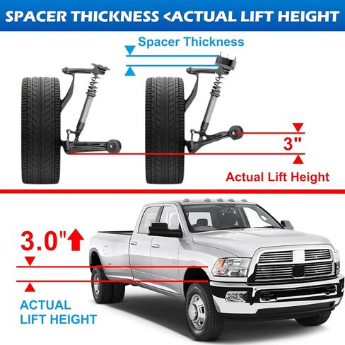 مجموعة رفع التسوية 3 بوصة متوافقة مع دودج لرام 2500 3500 4WD 1994-2013، لرام 1500 4WD 1994-2001، لرام 1500 ميجا كاب 4WD 2003-2008، ترفع مقدمة السيارة بمقدار 3 بوصات in Kuwait