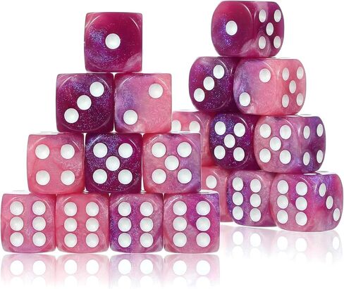 20 PCS Acrylic Dice Set 16mm Dice Set Mini 6 Sided Standard Dices with White Pips Dots Multicolored Purple Round Corners Dices for Adult Party Board Table Games Entertainment Fun DIY in Saudi Arabia