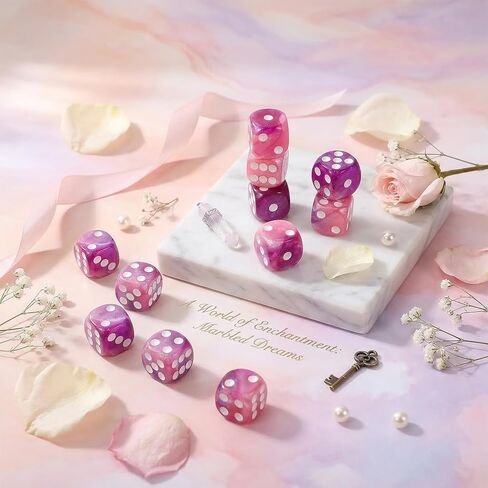 20 PCS Acrylic Dice Set 16mm Dice Set Mini 6 Sided Standard Dices with White Pips Dots Multicolored Purple Round Corners Dices for Adult Party Board Table Games Entertainment Fun DIY in Saudi Arabia