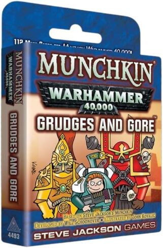 Munchkin Warhammer 40000 ضغينة وجور | الأعمار 10+ | 3-6 لاعبين | 112 بطاقة إضافية تتميز بـ Adeptus Custodes ورابطات Votann وجيوش World Eaters للعبة Epic Grimdark in Kuwait
