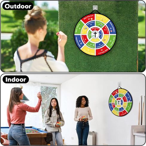 gisgfim 29" Large Faith Darts Bible Interactive Game 66 Trivia Cards with 264 Questions & 24 Sticky Balls, Christian Supplies for Church, Disciples, Sunday, Birthday Gift, Family in Saudi Arabia