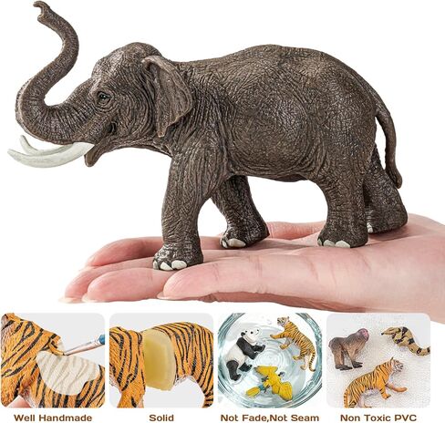 8Pcs Solid Safari Animals Figures for Kids, Zoo Animals Toys, Plastic Jungle Animals Figurines Toy Set, Elephant, Panda, Tiger,Macaw,Parrot,Snake,Orangutan,Monkey Educational Learning Playset in Saudi Arabia