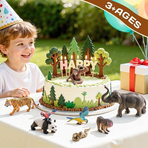 8Pcs Solid Safari Animals Figures for Kids, Zoo Animals Toys, Plastic Jungle Animals Figurines Toy Set, Elephant, Panda, Tiger,Macaw,Parrot,Snake,Orangutan,Monkey Educational Learning Playset in Saudi Arabia