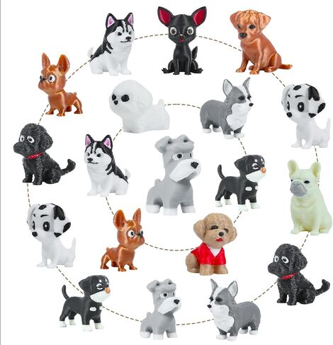 24-Piece 3D Printed Dog Figurine Set Exquisitely Crafted Mini Puppies with Lifelike Details Children's Mini 3D Printed Animal Toys Stress Relief Toys, Dog Statues, Cake Decorations, Party Favors in Saudi Arabia
