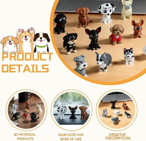 24-Piece 3D Printed Dog Figurine Set Exquisitely Crafted Mini Puppies with Lifelike Details Children's Mini 3D Printed Animal Toys Stress Relief Toys, Dog Statues, Cake Decorations, Party Favors in Saudi Arabia