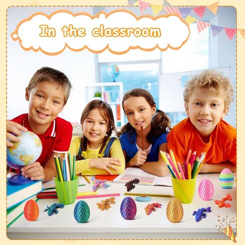 8 Pcs 3D Printed Dragon Animals with 8 Pcs Colorful 3D Printed Eggs Stress Relief Fidget Toys for Adults Birthday Gift in Kuwait