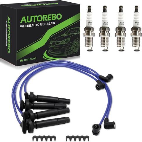 Set of 4 PCS Ignition Spark Plug Wires SOA430Q124 55004 RC-FX101 & 4 Iridium Spark Plugs Set Compatible with Subaru Outback Forester Impreza Legacy Saab 9-2X H4 2.5L 2005-2010# 671-4305 22453AA140 in Saudi Arabia