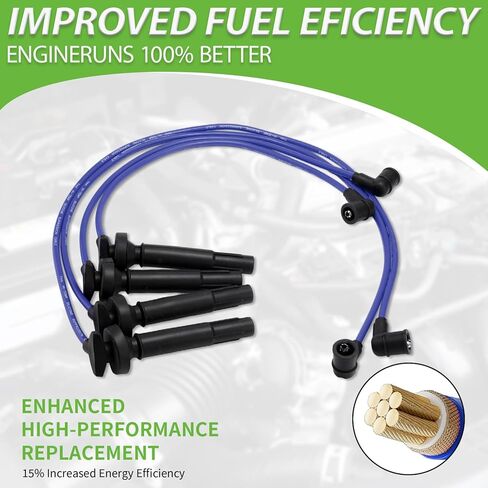 Set of 4 PCS Ignition Spark Plug Wires SOA430Q124 55004 RC-FX101 & 4 Iridium Spark Plugs Set Compatible with Subaru Outback Forester Impreza Legacy Saab 9-2X H4 2.5L 2005-2010# 671-4305 22453AA140 in Saudi Arabia