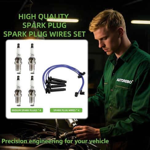 Set of 4 PCS Ignition Spark Plug Wires SOA430Q124 55004 RC-FX101 & 4 Iridium Spark Plugs Set Compatible with Subaru Outback Forester Impreza Legacy Saab 9-2X H4 2.5L 2005-2010# 671-4305 22453AA140 in Saudi Arabia