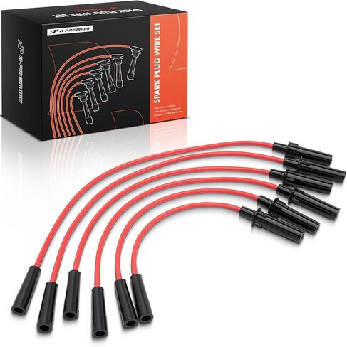 A-Premium 6 PCS Spark Plug Wires Compatible with Dodge Grand Caravan 2001-2010, Caravan 2001-2007 & Chrysler Town & Country 2001-2010, Pacifica 2005-2008, Grand Voyager & Volkswagen Routan, Red in Kuwait