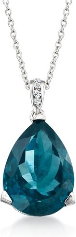 Ross-Simons 13.00 Carat London Blue Topaz Pendant Necklace With Diamond Accents in Sterling Silver. 20 inches in Saudi Arabia