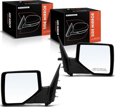 زوج A-Premium (2) مرآة باب كهربائية جانبية للسائق والراكب - متوافقة مع Ford Ranger 2006-2011 وMazda 2006-2007 - B2300/B3000/B4000 - مرآة رؤية خلفية خارجية غير قابلة للطي يدويًا باللون الأسود in Kuwait