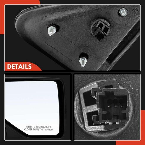 زوج A-Premium (2) مرآة باب كهربائية جانبية للسائق والراكب - متوافقة مع Ford Ranger 2006-2011 وMazda 2006-2007 - B2300/B3000/B4000 - مرآة رؤية خلفية خارجية غير قابلة للطي يدويًا باللون الأسود in Kuwait