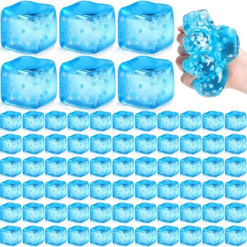 Gemscream 24 عبوة من مكعبات الضغط مع رقاقات الثلج بطيئة الارتفاع من مكعبات الثلج كرات الضغط الحسية لتخفيف القلق من أجل هدايا الحفلات وحقائب الهدايا الجيدة (أزرق) in Kuwait