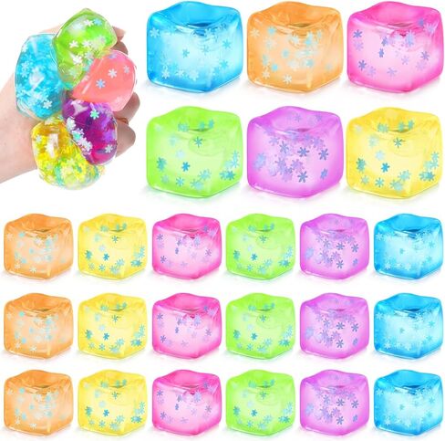 Gemscream 24 عبوة من مكعبات الضغط مع رقاقات الثلج بطيئة الارتفاع من مكعبات الثلج كرات الضغط الحسية لتخفيف القلق من أجل هدايا الحفلات وحقائب الهدايا الجيدة (أزرق) in Kuwait