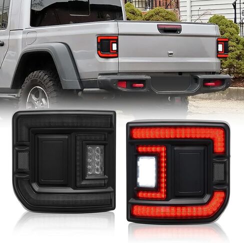 مصابيح خلفية LED من BUNKER INDUST مناسبة لسيارة Jeep Gladiator JT 2020-2025، زوج واحد من مصباح الفرامل الخلفي الذيل ضوء الانعطاف مجموعة ضوء الجري العكسي، عدسات مدخنة in Kuwait
