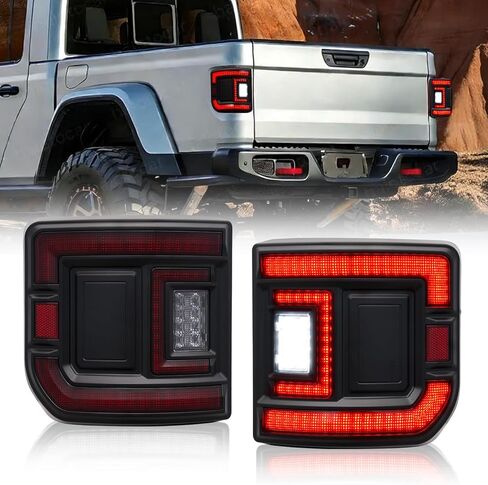 مصابيح خلفية LED من BUNKER INDUST مناسبة لسيارة Jeep Gladiator JT 2020-2025، زوج واحد من مصباح الفرامل الخلفي الذيل ضوء الانعطاف مجموعة ضوء الجري العكسي، عدسات مدخنة in Kuwait