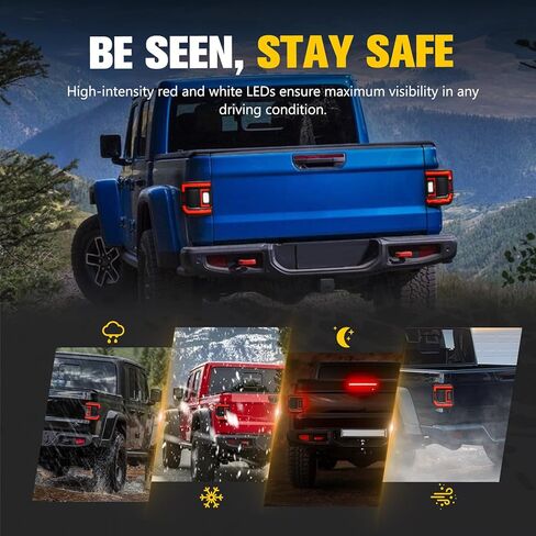 مصابيح خلفية LED من BUNKER INDUST مناسبة لسيارة Jeep Gladiator JT 2020-2025، زوج واحد من مصباح الفرامل الخلفي الذيل ضوء الانعطاف مجموعة ضوء الجري العكسي، عدسات مدخنة in Kuwait