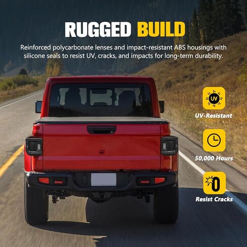 مصابيح خلفية LED من BUNKER INDUST مناسبة لسيارة Jeep Gladiator JT 2020-2025، زوج واحد من مصباح الفرامل الخلفي الذيل ضوء الانعطاف مجموعة ضوء الجري العكسي، عدسات مدخنة in Kuwait