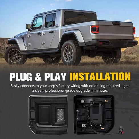 مصابيح خلفية LED من BUNKER INDUST مناسبة لسيارة Jeep Gladiator JT 2020-2025، زوج واحد من مصباح الفرامل الخلفي الذيل ضوء الانعطاف مجموعة ضوء الجري العكسي، عدسات مدخنة in Kuwait