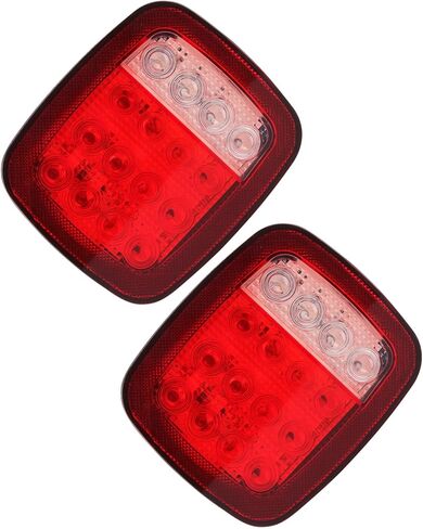 cciyu 2x Universal 16 LED توقف الذيل بدوره إشارة النسخ الاحتياطي عكس الفرامل التخليص أضواء ماركر مصابيح أحمر / أبيض مربع مزيج الشاحنات المسطحة بدوره المصابيح الخلفية لجيب YJ TJ JK CJ in Kuwait