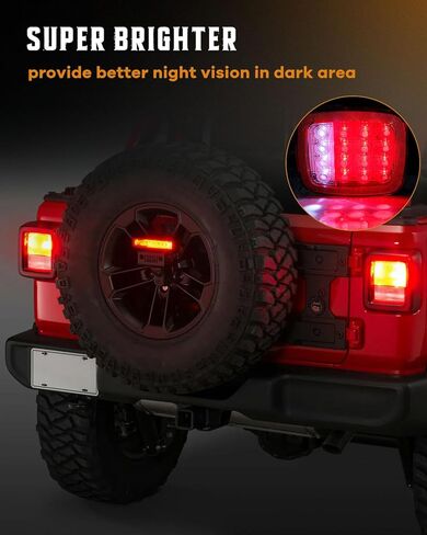 cciyu 2x Universal 16 LED توقف الذيل بدوره إشارة النسخ الاحتياطي عكس الفرامل التخليص أضواء ماركر مصابيح أحمر / أبيض مربع مزيج الشاحنات المسطحة بدوره المصابيح الخلفية لجيب YJ TJ JK CJ in Kuwait