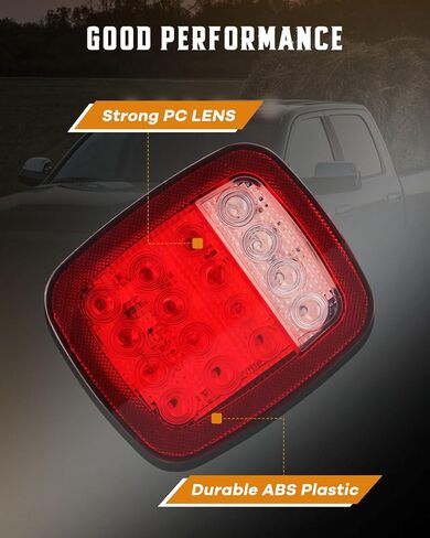 cciyu 2x Universal 16 LED توقف الذيل بدوره إشارة النسخ الاحتياطي عكس الفرامل التخليص أضواء ماركر مصابيح أحمر / أبيض مربع مزيج الشاحنات المسطحة بدوره المصابيح الخلفية لجيب YJ TJ JK CJ in Kuwait