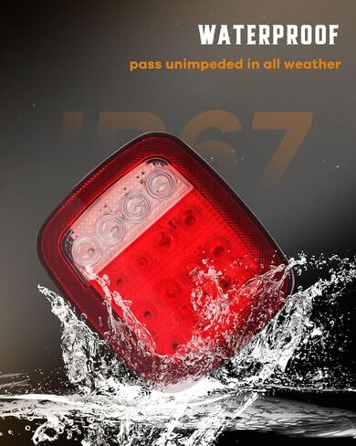 cciyu 2x Universal 16 LED توقف الذيل بدوره إشارة النسخ الاحتياطي عكس الفرامل التخليص أضواء ماركر مصابيح أحمر / أبيض مربع مزيج الشاحنات المسطحة بدوره المصابيح الخلفية لجيب YJ TJ JK CJ in Kuwait
