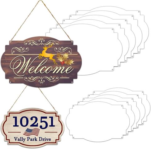 6 Pack 10inch Sublimation Metal Sign Door Hanger Address Plaque Blanks Aluminum Double Side Printable Wall Hanging Ornament for Heat Press, DIY Craft, Custom Sign Decor (Vintage Oval) in Saudi Arabia