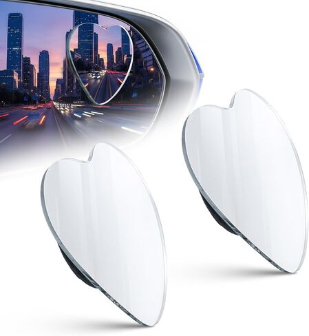 2 Pcs Heart Shaped Blind Spot Mirrors Car Side Mirror Blindspot Universal Fit Adjustabe Angle Convex Rearview Mirror for Enhanced Safety Stick Cute Automotive Exterior Accessories for Cars SUVs Trucks in Kuwait