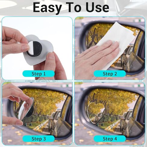 2 Pcs Heart Shaped Blind Spot Mirrors Car Side Mirror Blindspot Universal Fit Adjustabe Angle Convex Rearview Mirror for Enhanced Safety Stick Cute Automotive Exterior Accessories for Cars SUVs Trucks in Kuwait