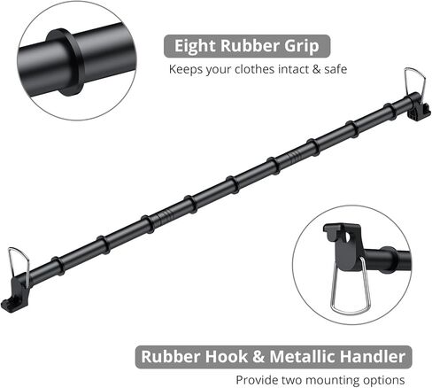 Tanice Clothes Rod for Car, Extendable Alloy Steel Car Clothes Hanger Bar, 30‑62.5in Universal for Car Truck SUV Travel Clothing Storage Organizer in Saudi Arabia