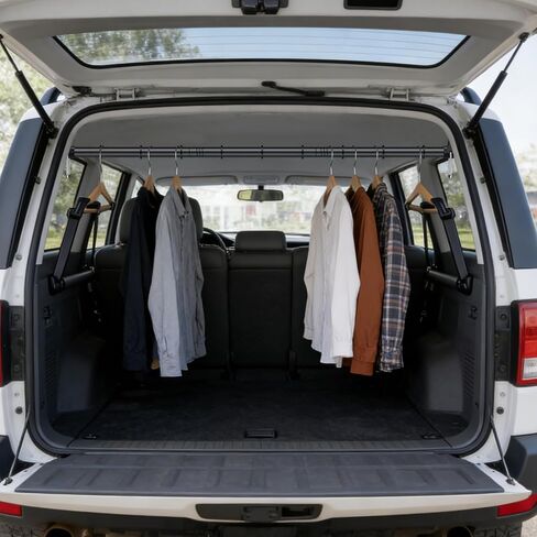 Tanice Clothes Rod for Car, Extendable Alloy Steel Car Clothes Hanger Bar, 30‑62.5in Universal for Car Truck SUV Travel Clothing Storage Organizer in Saudi Arabia