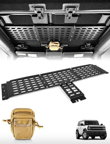 Overhead Molle Panel for Jeep Wrangler JL/JLU & Gladiator JT 2018-2025 2/4 Door Soft Top/Hard Top|No-Drill Rooftop Storage Rack with MOLLE Grid & Included Storage Pouch|44 Lbs Capacity in Saudi Arabia