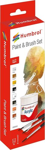 Humbrol AB9060 Acrylic Figure Painting Set - 8 x 14ml 3 x Brush in Saudi Arabia