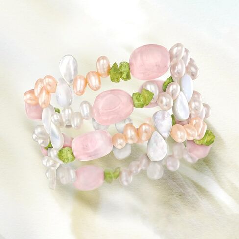 Ross-Simons 4-5mm Multicolored Cultured Pearl and Multi-Gemstone Jewelry Set: 3 Stretch Bracelets. 7 inches in Saudi Arabia