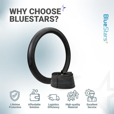 الأنبوب الداخلي للدراجة النارية BlueStars 2.75/3.00-19 بوصة - مطاط بوتيل شديد التحمل 2.5 مم - جذع صمام مستقيم TR4 - يناسب 2.75-19 3.00-19 70/100-19 80/100-19 - متوافق مع Surron Talaria Segway - عبوتان in Kuwait