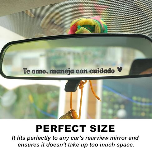 6pcs Te Amo Maneja Con Cuidado Stickers, 13x2cm/5.12x0.79in Spanish I Love You Drive Safe Mirror Waterproof Sticker Motivational Automotive Auto Rearview Rear View Cars Reminder Gift Accessories in Kuwait